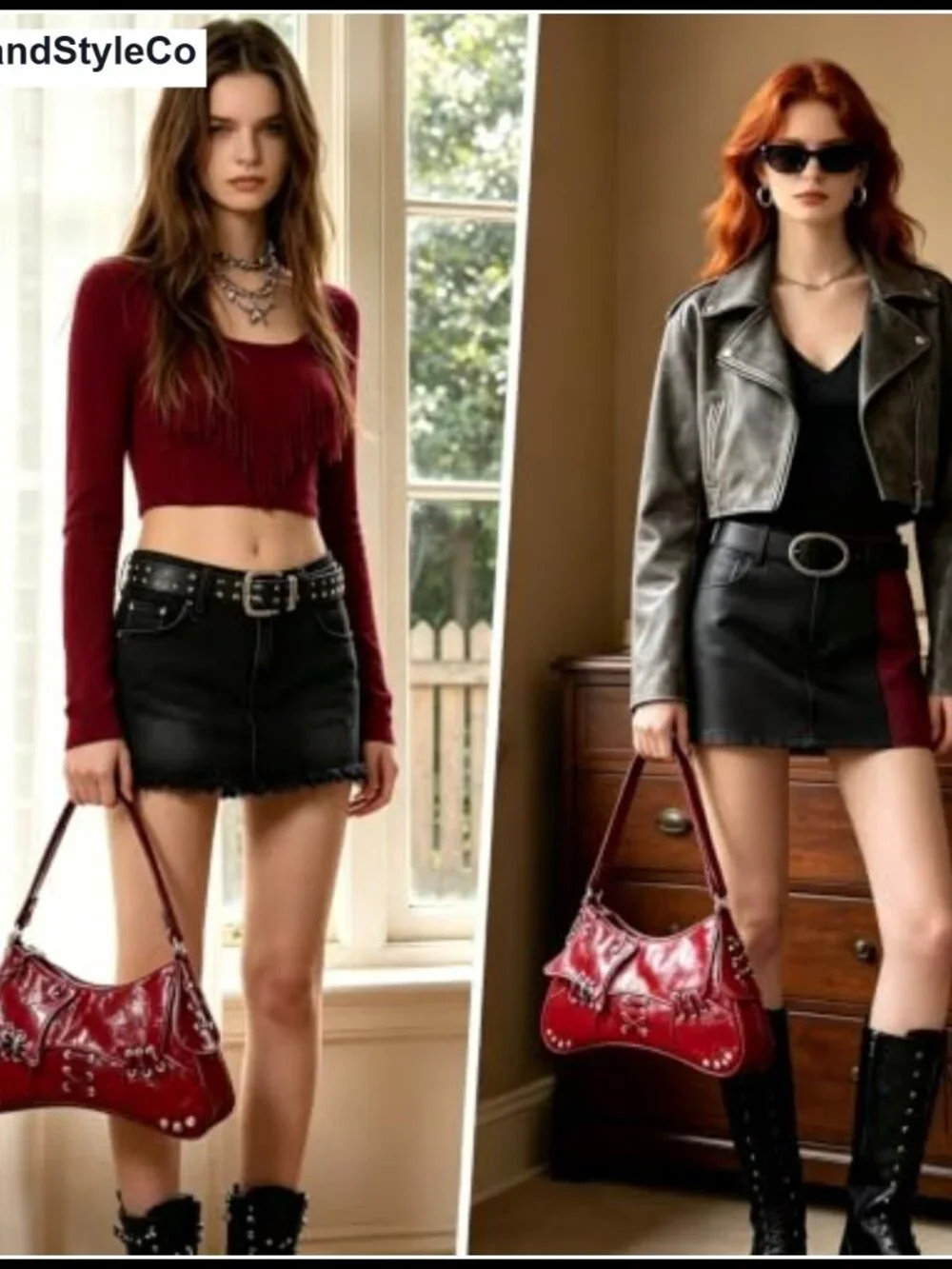 Faux Leather Y2K Punk Hobo Shoulder Bag Gothic Saddle Purse